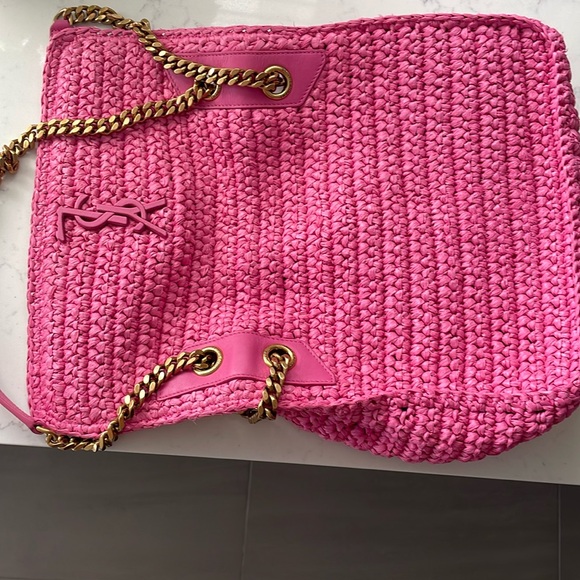 YSL medium Niki pink raffia shoulder bag - Picture 14 of 17
